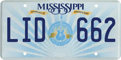 MS license plate LID662