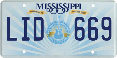 MS license plate LID669