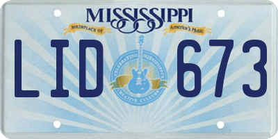 MS license plate LID673