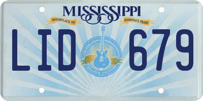 MS license plate LID679