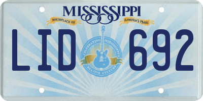 MS license plate LID692