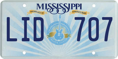 MS license plate LID707