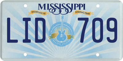MS license plate LID709