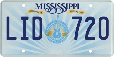 MS license plate LID720
