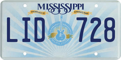 MS license plate LID728