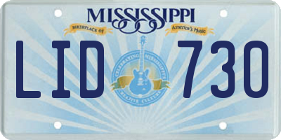 MS license plate LID730