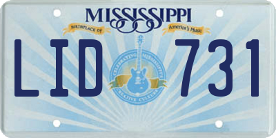 MS license plate LID731