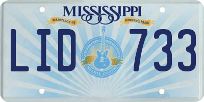 MS license plate LID733