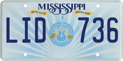 MS license plate LID736