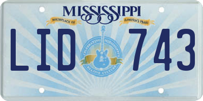 MS license plate LID743