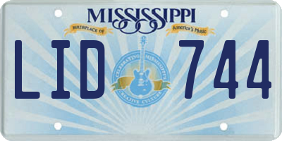 MS license plate LID744