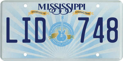 MS license plate LID748
