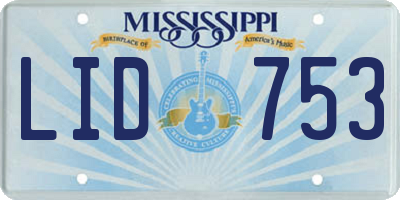 MS license plate LID753
