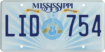 MS license plate LID754