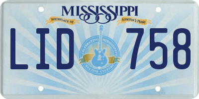 MS license plate LID758