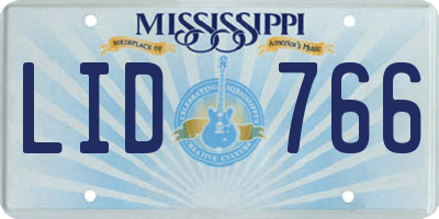 MS license plate LID766