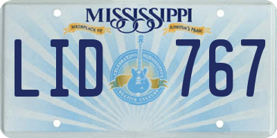 MS license plate LID767