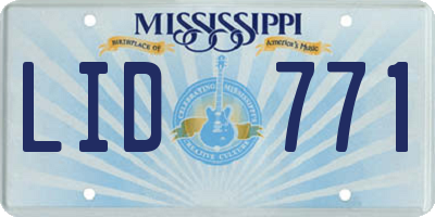 MS license plate LID771