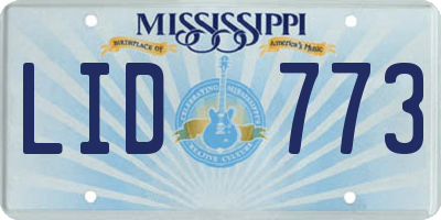 MS license plate LID773
