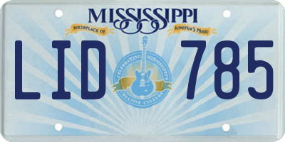 MS license plate LID785