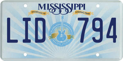 MS license plate LID794