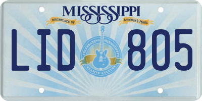 MS license plate LID805