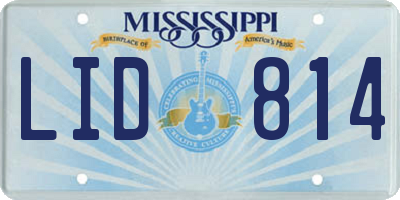 MS license plate LID814