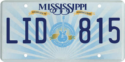 MS license plate LID815