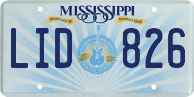 MS license plate LID826