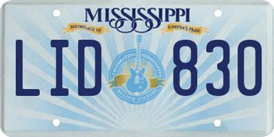 MS license plate LID830