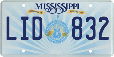 MS license plate LID832
