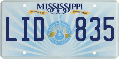 MS license plate LID835