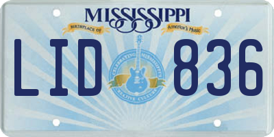 MS license plate LID836