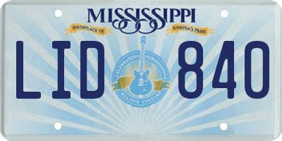 MS license plate LID840