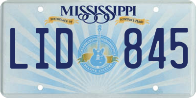 MS license plate LID845