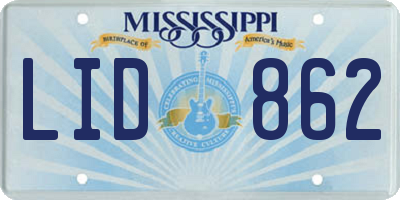 MS license plate LID862