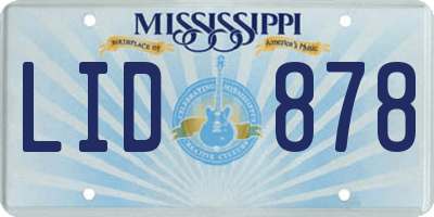 MS license plate LID878