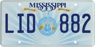 MS license plate LID882