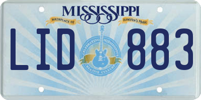 MS license plate LID883