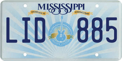 MS license plate LID885