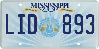 MS license plate LID893