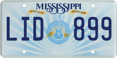 MS license plate LID899