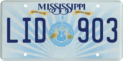 MS license plate LID903