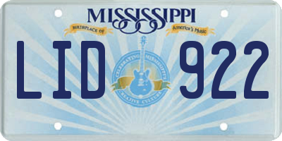 MS license plate LID922