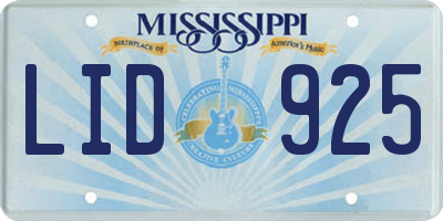 MS license plate LID925