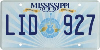 MS license plate LID927