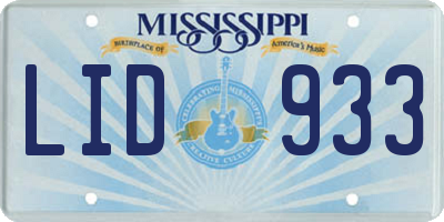 MS license plate LID933