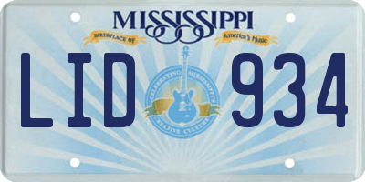 MS license plate LID934