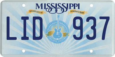 MS license plate LID937