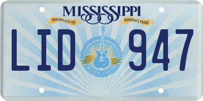 MS license plate LID947